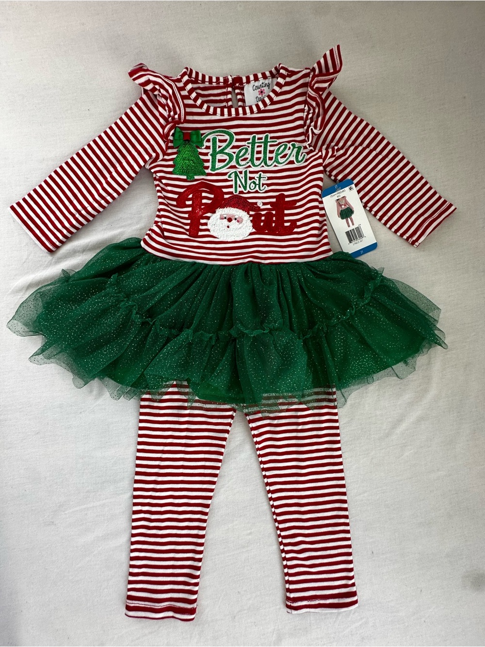 Girls Red & Green 'Better Not Pout' Holiday Matching Set